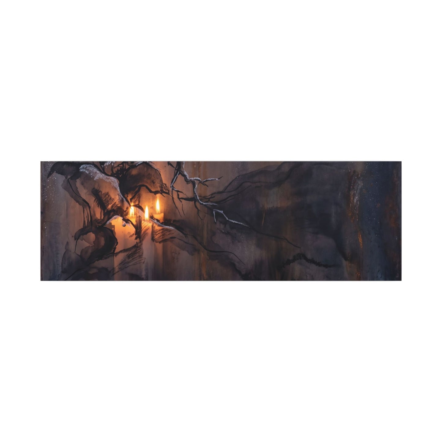 Winter Rust Patina Charcoal Ink Canvas Art | Atmospheric Decor