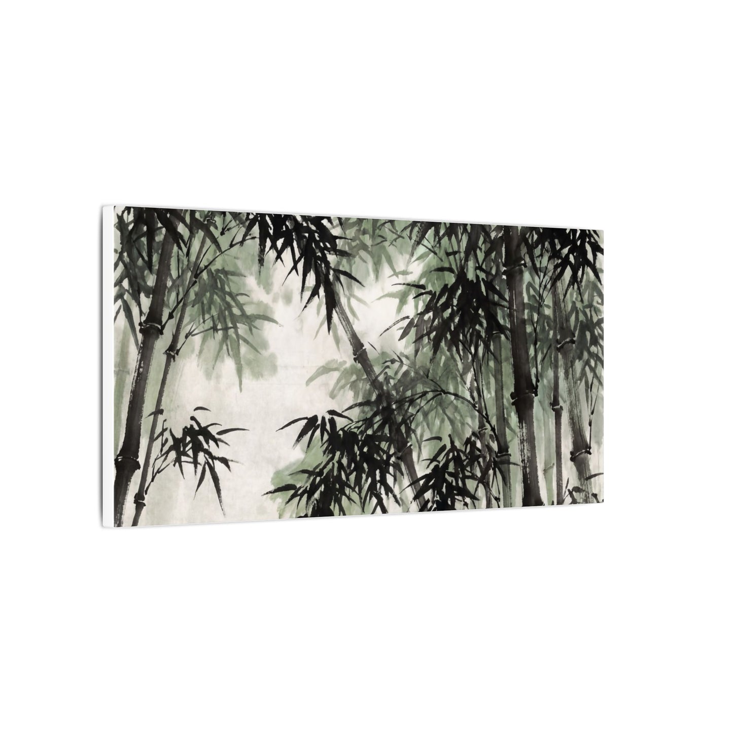 Zen Bamboo Grove in Overcast | Sumi E Canvas Art