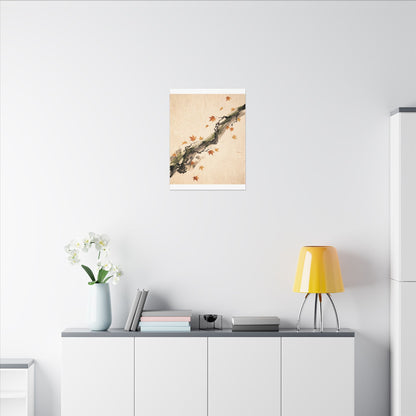 Ink Brushstroke Autumn Canvas Art | Zen Calm Design
