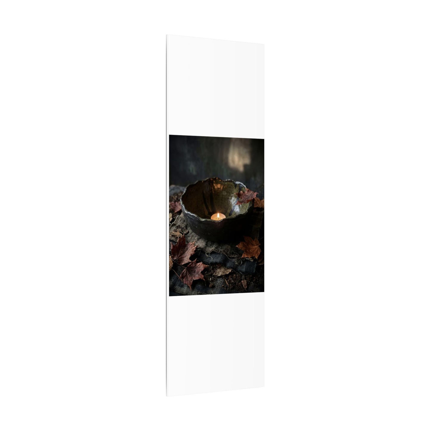 Candlelight Ceramic Bowl Canvas Art - Dark Japandi Kanso