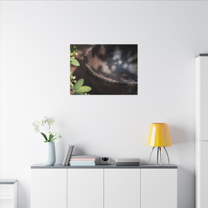 Ceramic Bowl Shadow Zen Canvas Art | Moody Dark Japandi Art