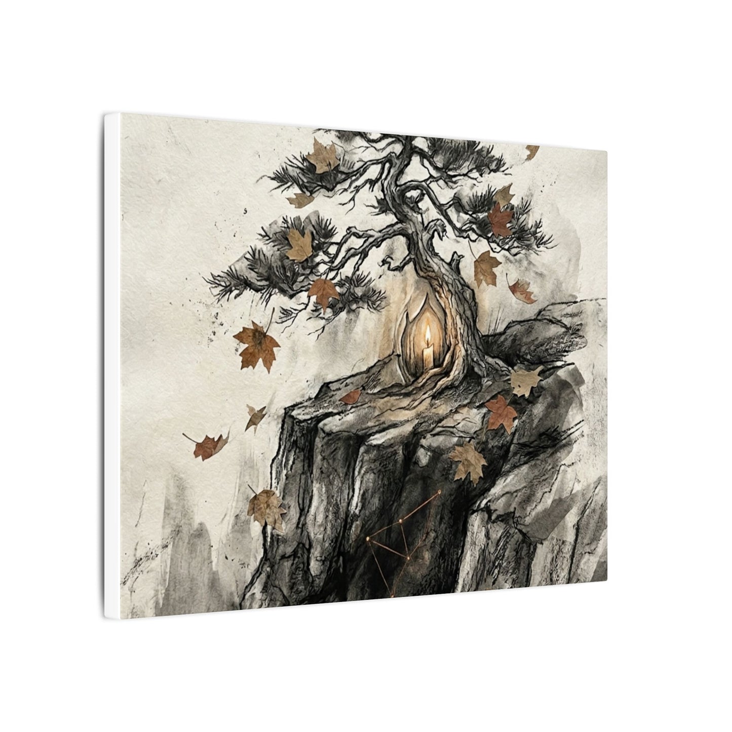 Pine Tree Autumn Canvas Art | Japandi Earthy Design