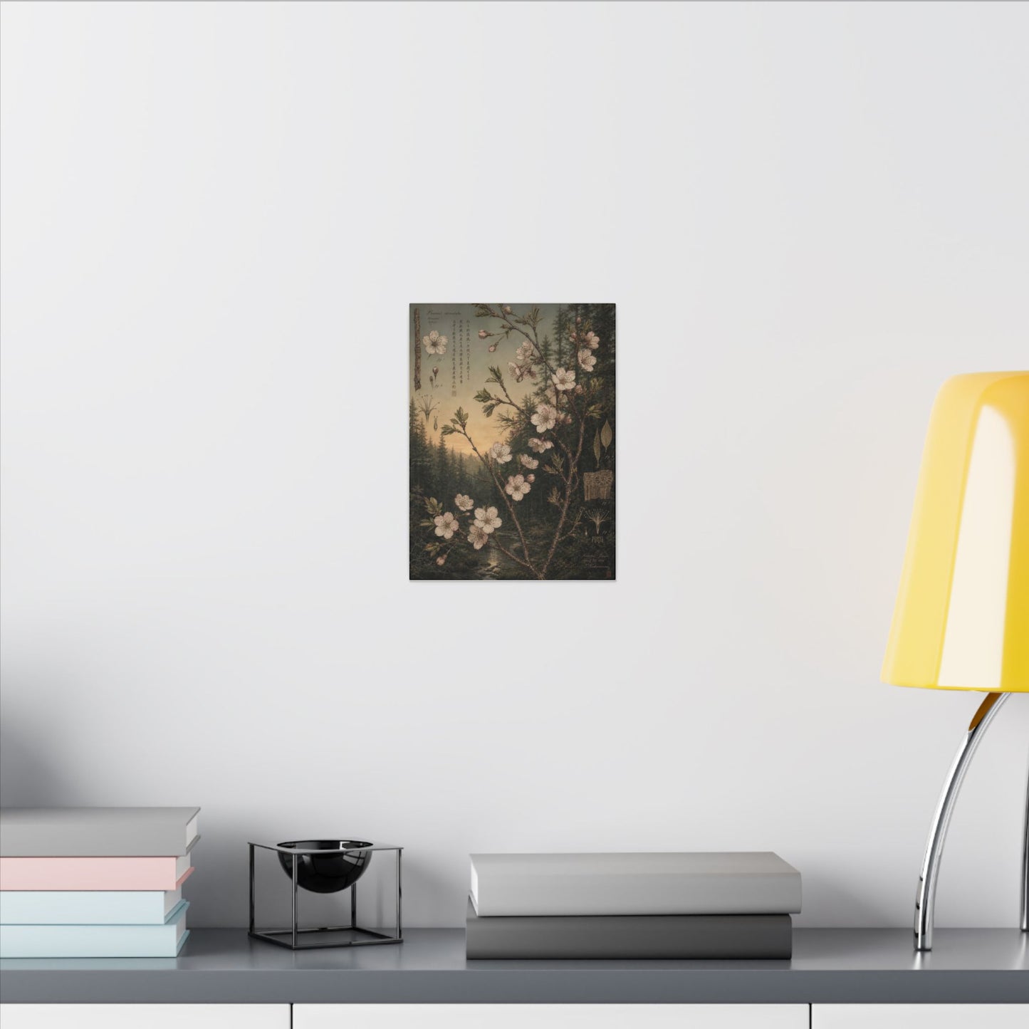 Spring Cherry Blossom Herbarium Canvas Art | Nostalgic Decor