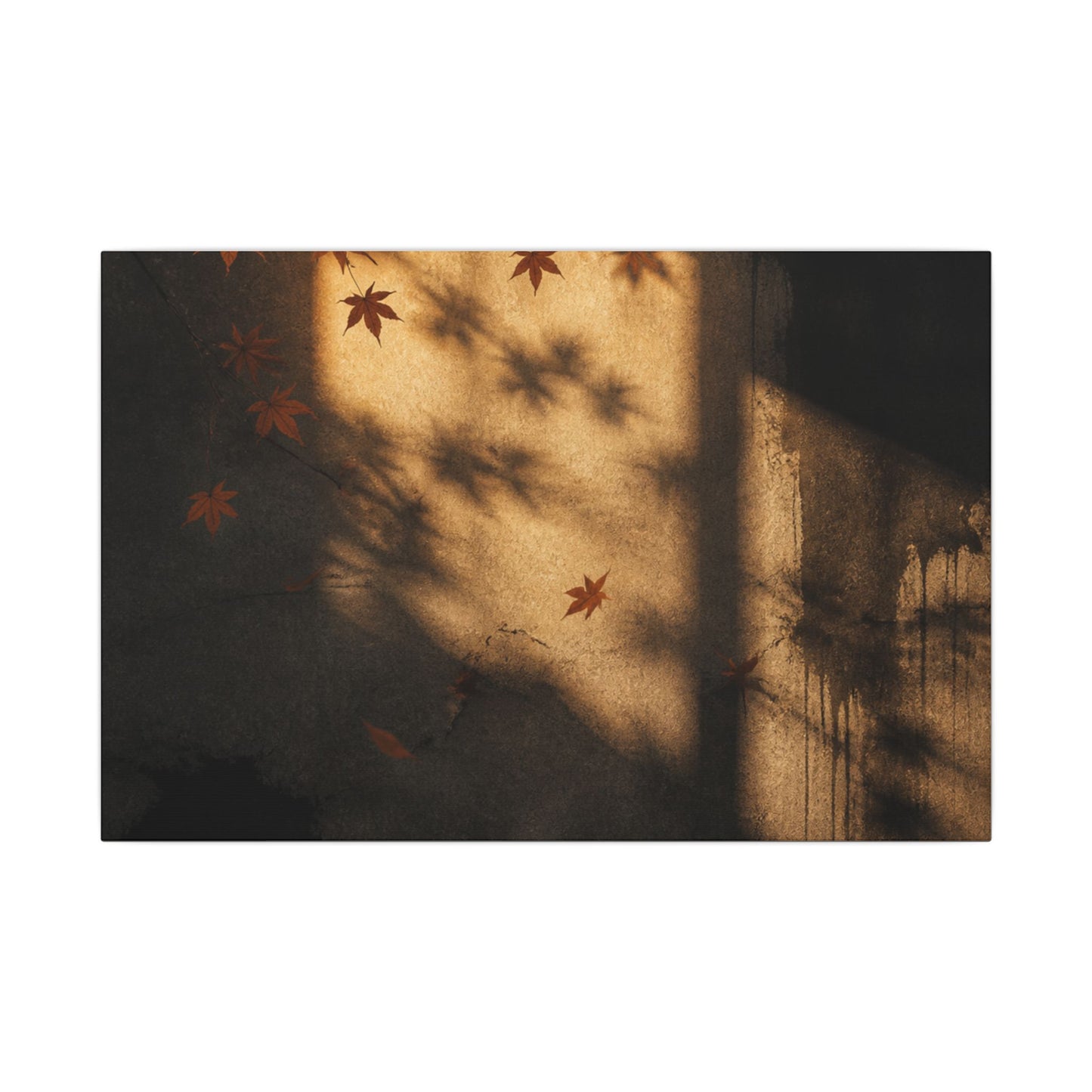Shadow Play Canvas Art | Autumn Dark Japandi Charcoal Ink Art
