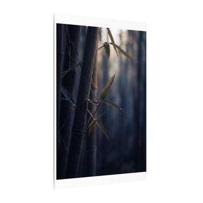 Dark Japandi Bamboo Grove in Dawn | Moody Minimal Canvas Art