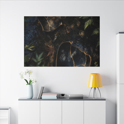 Dark Japandi Broken Pottery in Dappled | Shadow Zen Canvas Art