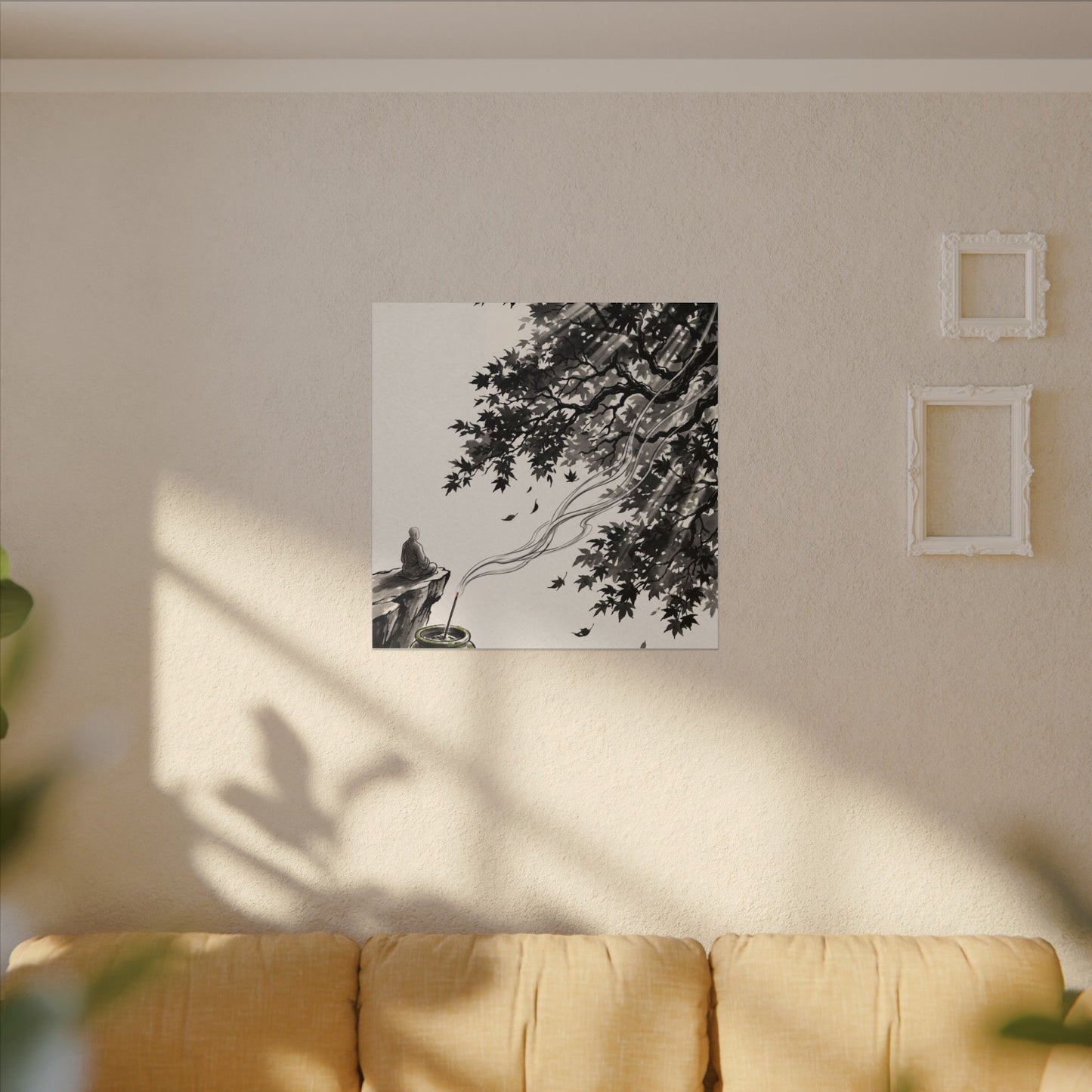 Serene Incense Smoke Canvas Art - Ukiyo E Inspired Zen