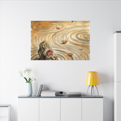 Autumn Rock Garden Watercolor Canvas Art | Neutral Decor