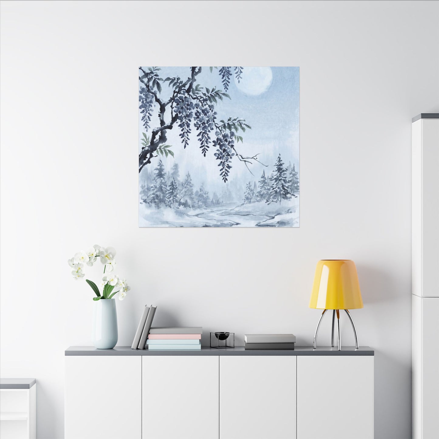 Seijaku Wisteria Canvas Art - Zen Sumi E