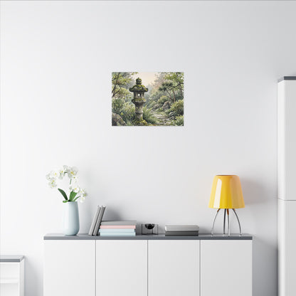 Neutral Stone Lantern Canvas Art - Watercolor Japandi