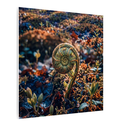 Kintsugi Fern Unfurling in Dappled | Gold Vein Canvas Art