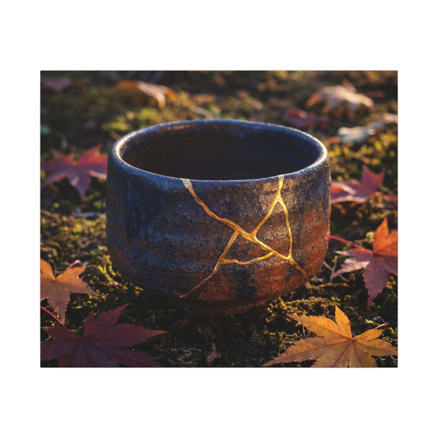 Kanso Moonlit Garden Canvas Art - Kintsugi Gold Repair