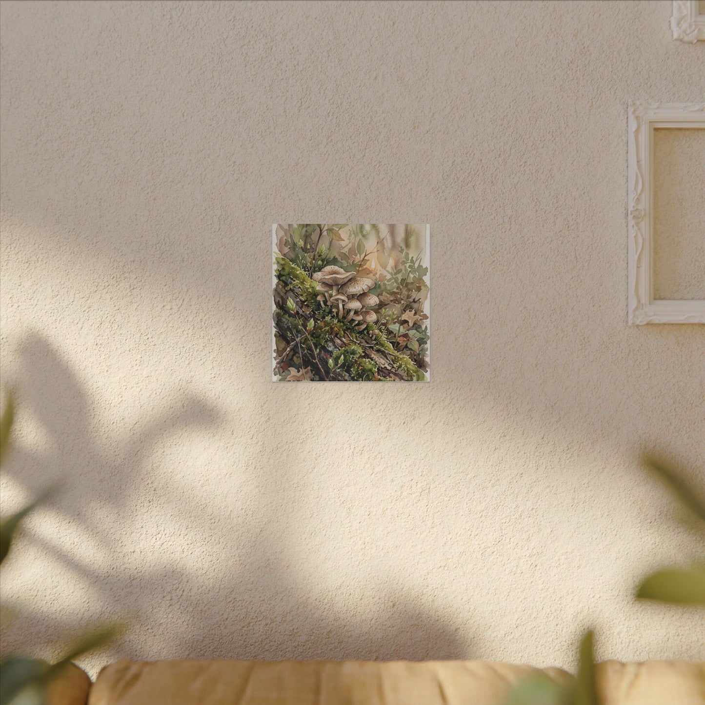Wild Mushrooms Canvas Art | Spring Japandi Watercolor Art