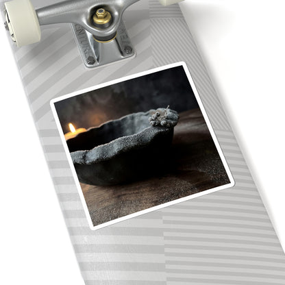 Ceramic Bowl Winter Sticker | Dark Japandi Atmospheric Design Art Print