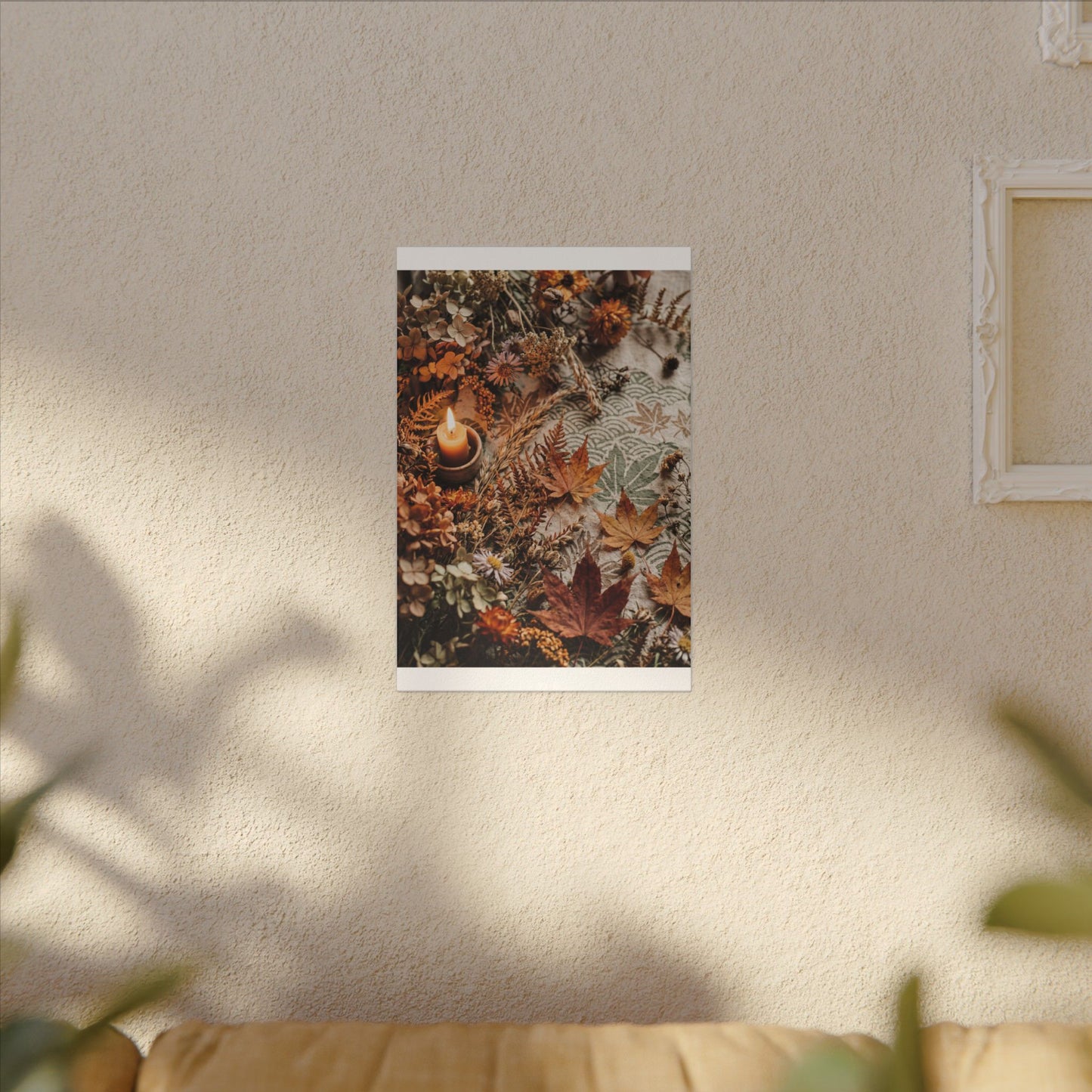 Candlelight Dried Flowers Canvas Art - Japandi Seijaku