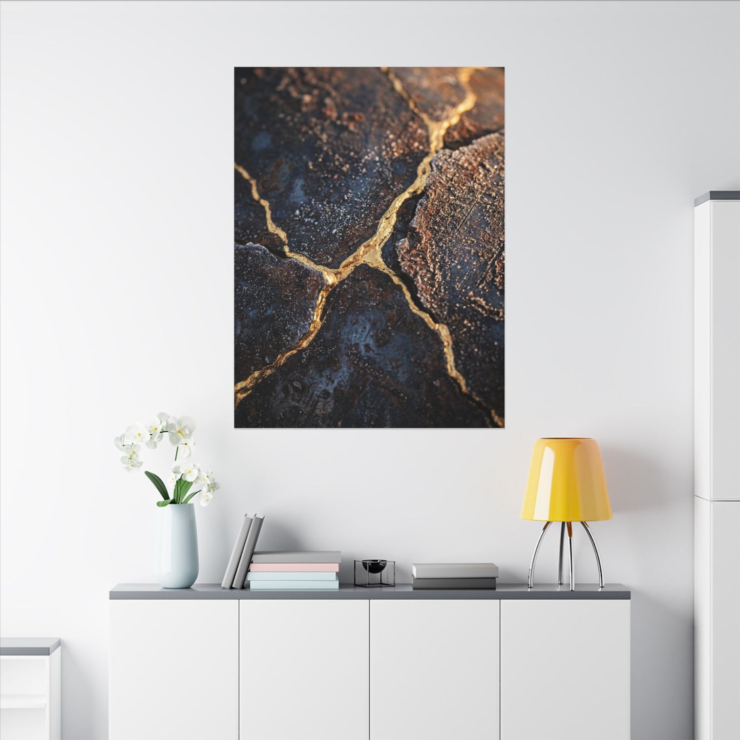 Winter Rust Patina Gold Vein Canvas Art | Resilient Decor