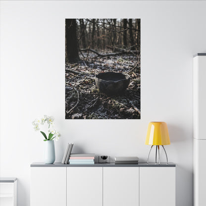 Dappled Ceramic Bowl Canvas Art - Dark Japandi Kanso