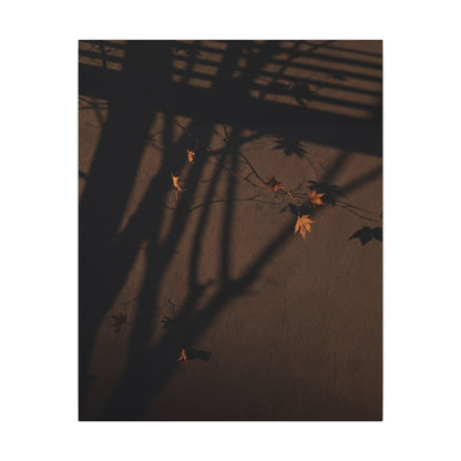 Shadow Play Autumn Canvas Art | Dark Japandi Luxurious Design