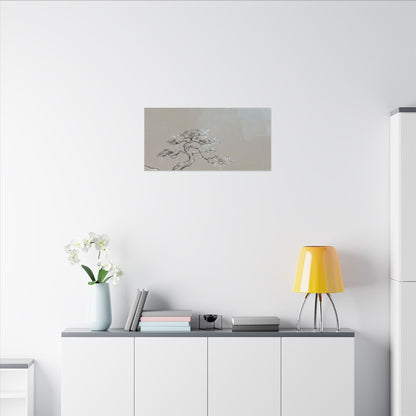 Pine Tree Minimal Line Canvas Art | Warm Japandi Art