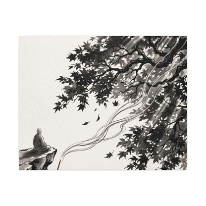 Serene Incense Smoke Canvas Art - Ukiyo E Inspired Zen Art Print