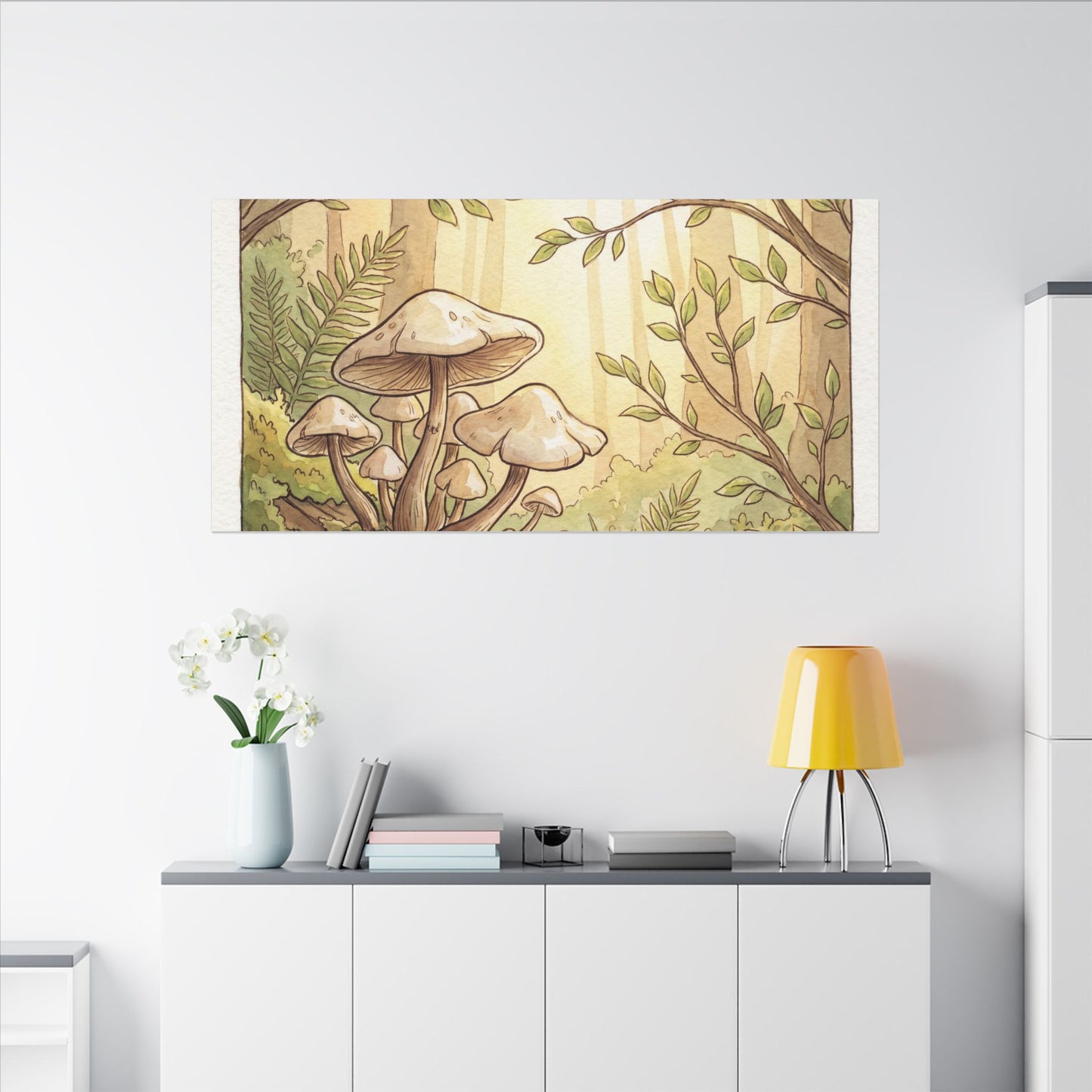 Spring Wild Mushrooms Mushroom Illustration Canvas Art | Cozy Decor