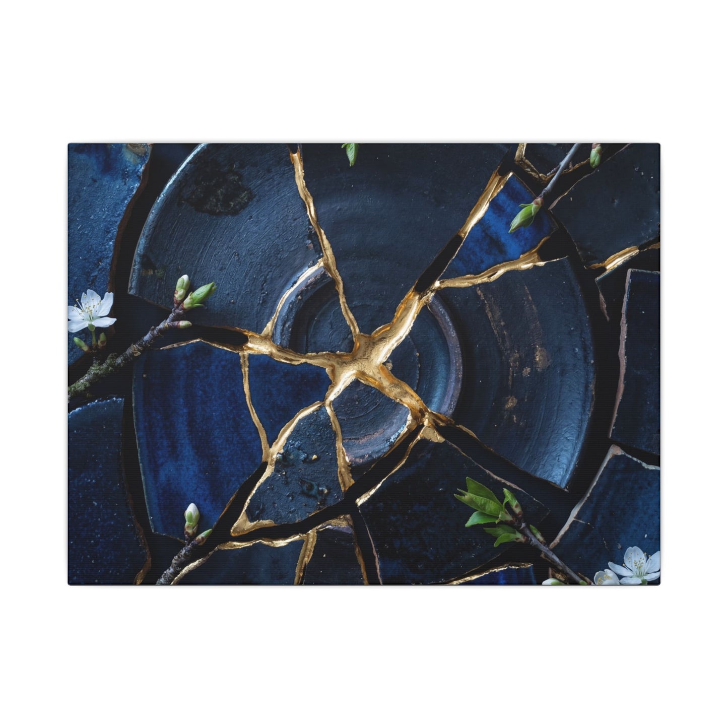 Moonlight Broken Pottery Canvas Art - Kintsugi Fukinsei Art Print
