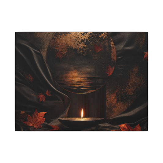 Silk Drape Autumn Canvas Art | Dark Japandi Moody Design
