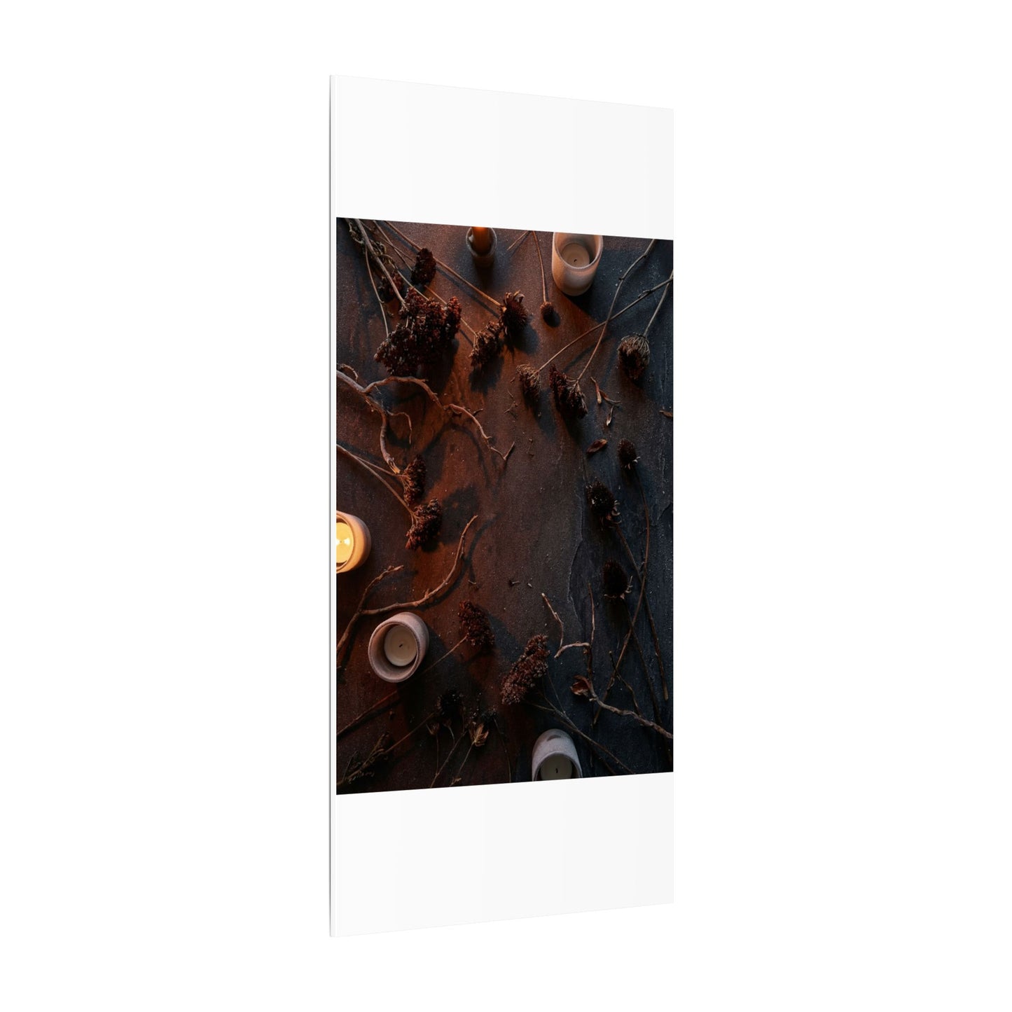 Dried Flowers Canvas Art | Winter Dark Japandi Moody Minimal Art