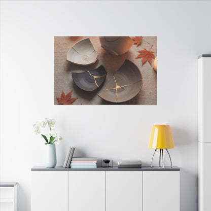 Candlelight Broken Pottery Canvas Art - Japandi Ma