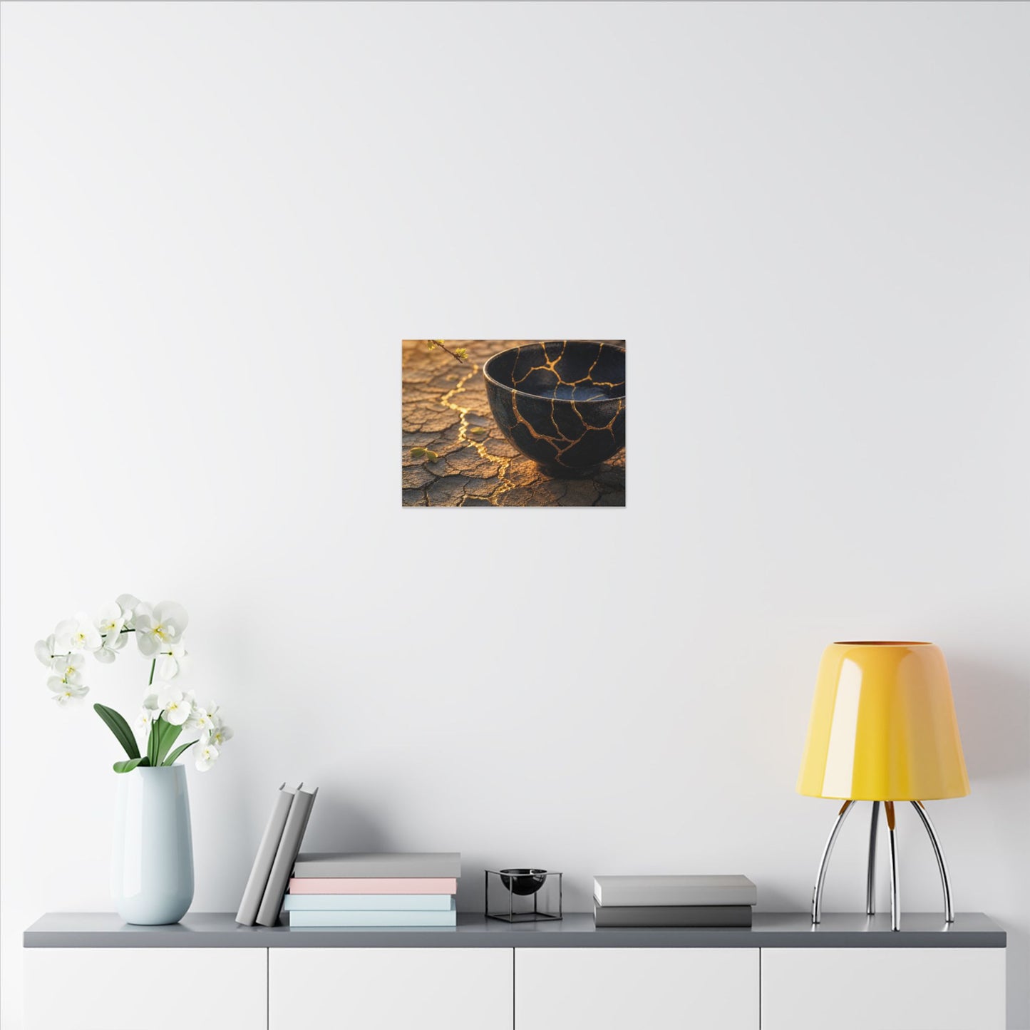 Golden Hour Cracked Earth Canvas Art - Kintsugi Fukinsei