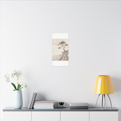 Japandi Pine Tree in Dappled | Minimal Line Canvas Art