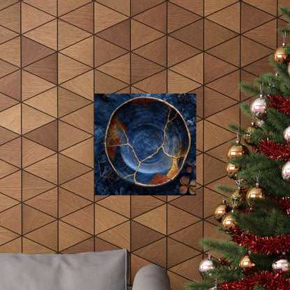 Fukinsei Ceramic Bowl Wall Art Print - Kintsugi Crackle Gold