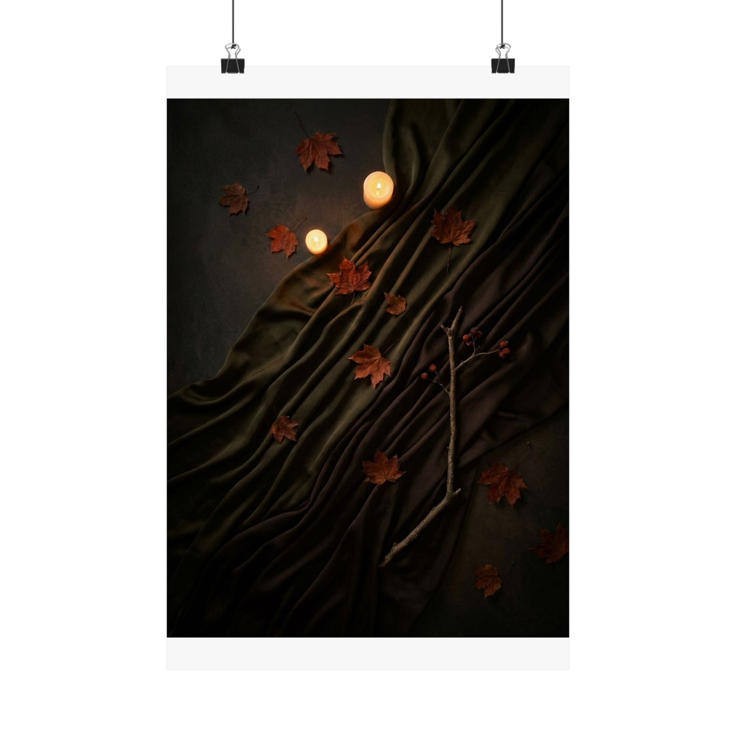 Candlelight Silk Drape Wall Art Print - Dark Japandi Datsuzoku