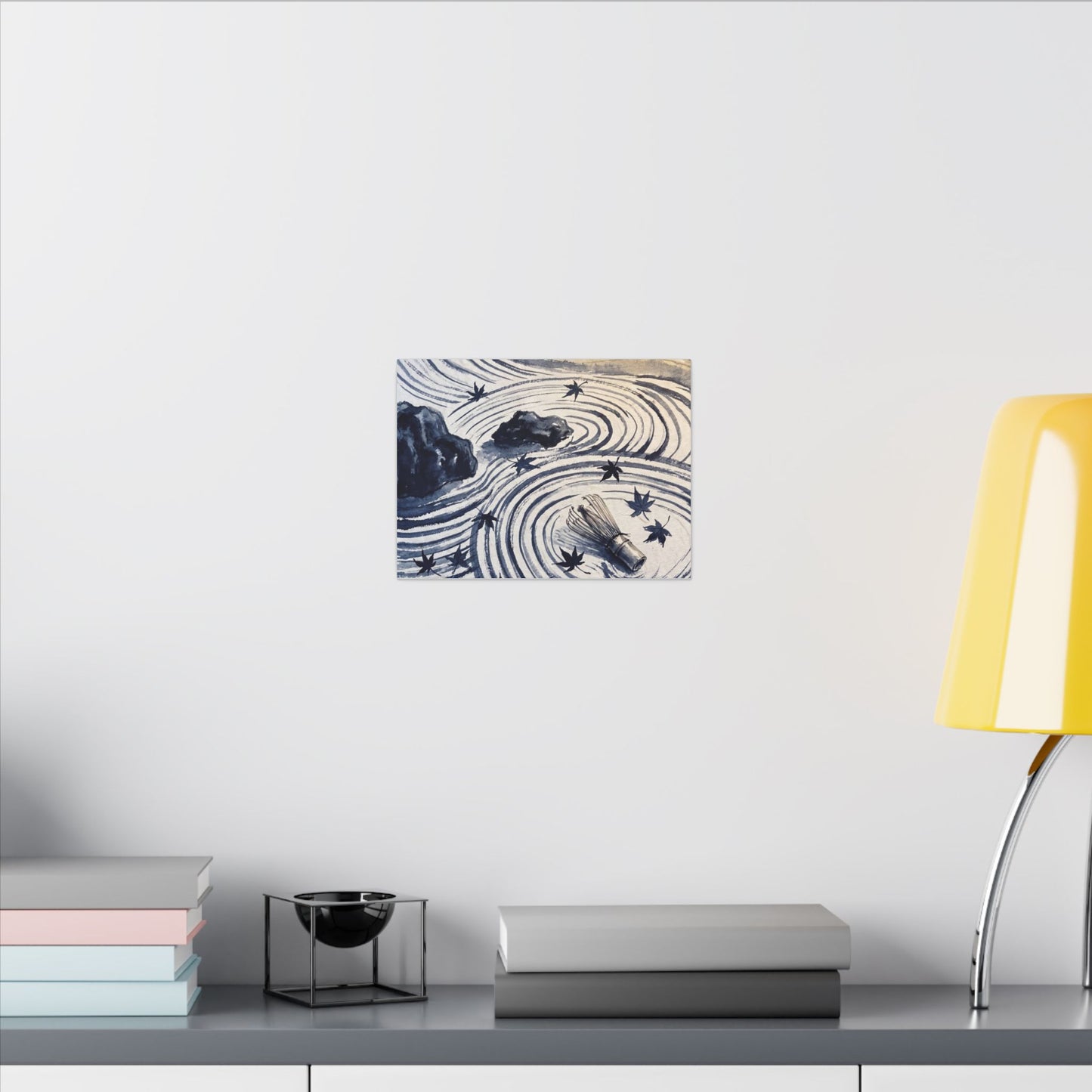 Zen Rock Garden in Golden Hour | Sumi E Canvas Art