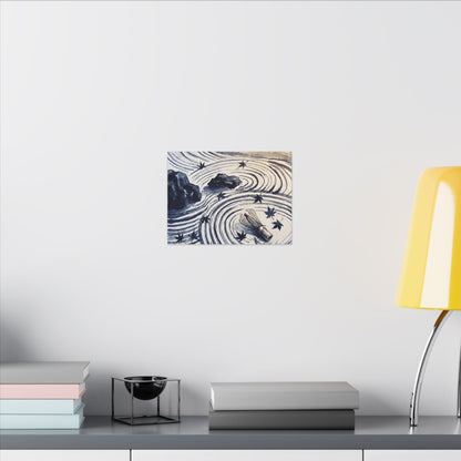 Zen Rock Garden in Golden Hour | Sumi E Canvas Art