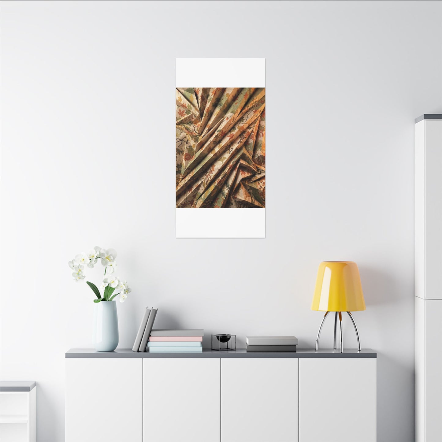 Paper Fold Autumn Canvas Art | Japandi Earthy Design