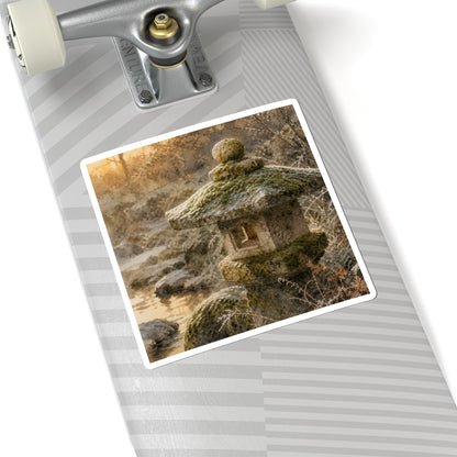 Stone Lantern Watercolor Sticker | Earthy Japandi Art