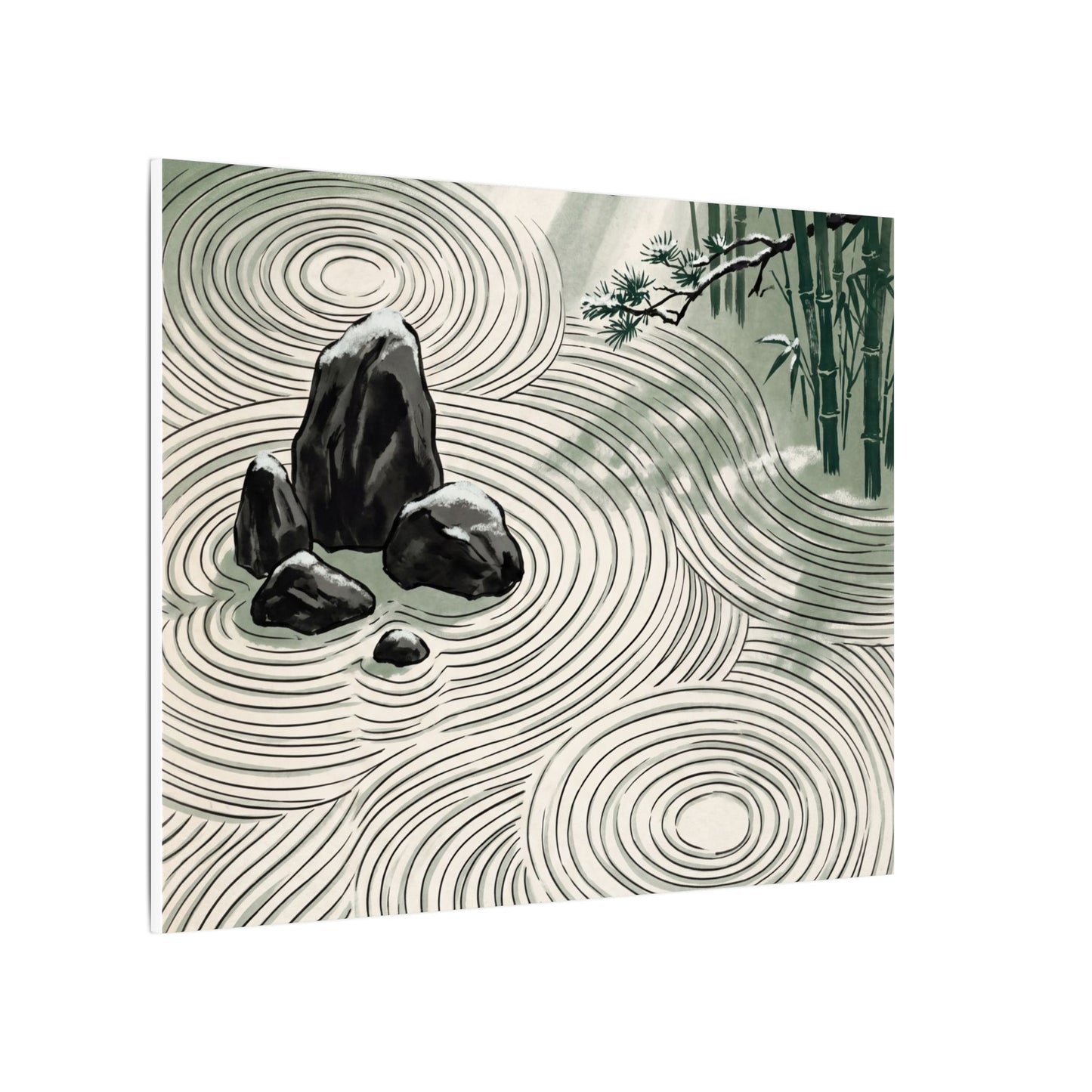 Shibui Rock Garden Canvas Art - Zen Ukiyo E Inspired