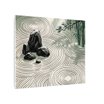 Shibui Rock Garden Canvas Art - Zen Ukiyo E Inspired