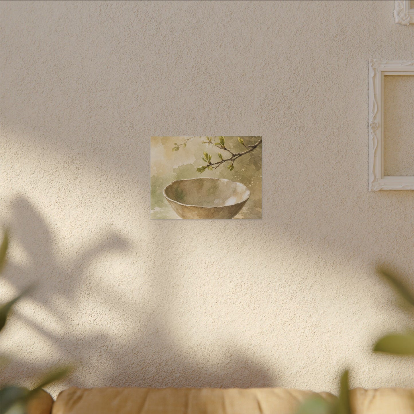 Warm Ceramic Bowl Canvas Art - Watercolor Japandi