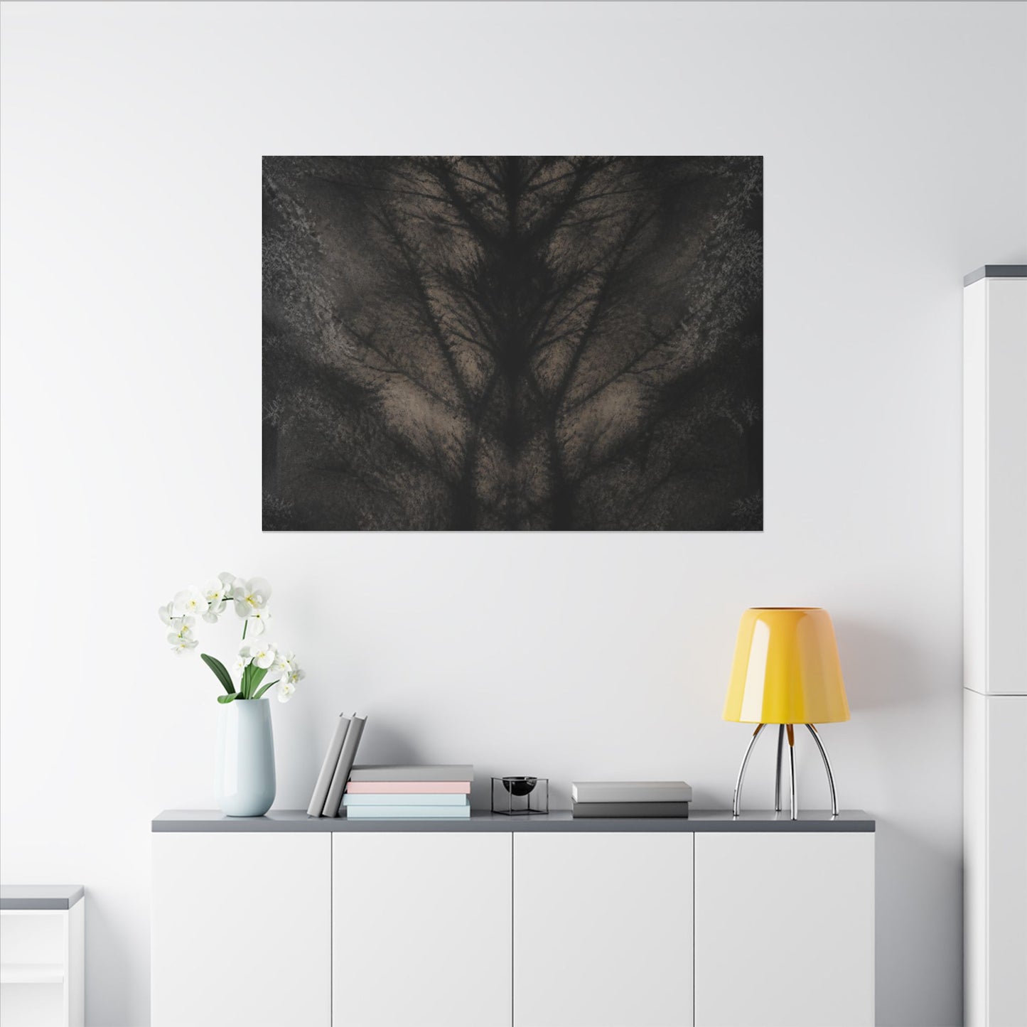 Seijaku Shadow Play Canvas Art - Dark Japandi Charcoal Ink