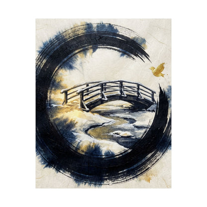 Zen Ink Brushstroke in Golden Hour | Karesansui Wall Art Print