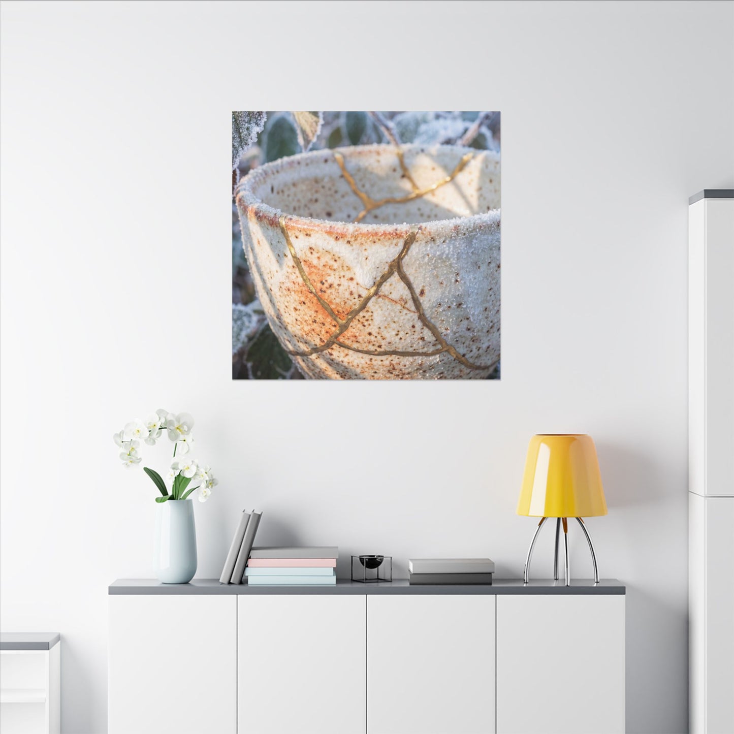 Resilient Ceramic Bowl Canvas Art - Gold Vein Kintsugi