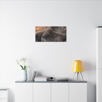 Japandi Silk Drape in Candlelight | Watercolor Canvas Art