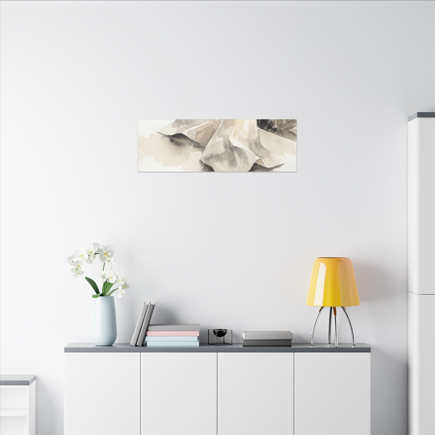 Paper Fold Watercolor Canvas Art | Warm Japandi Art