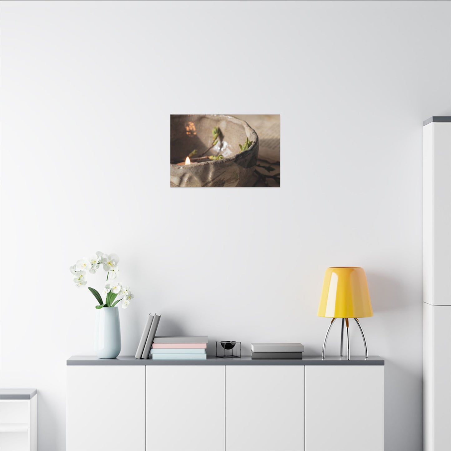 Candlelight Ceramic Bowl Canvas Art - Japandi Ma