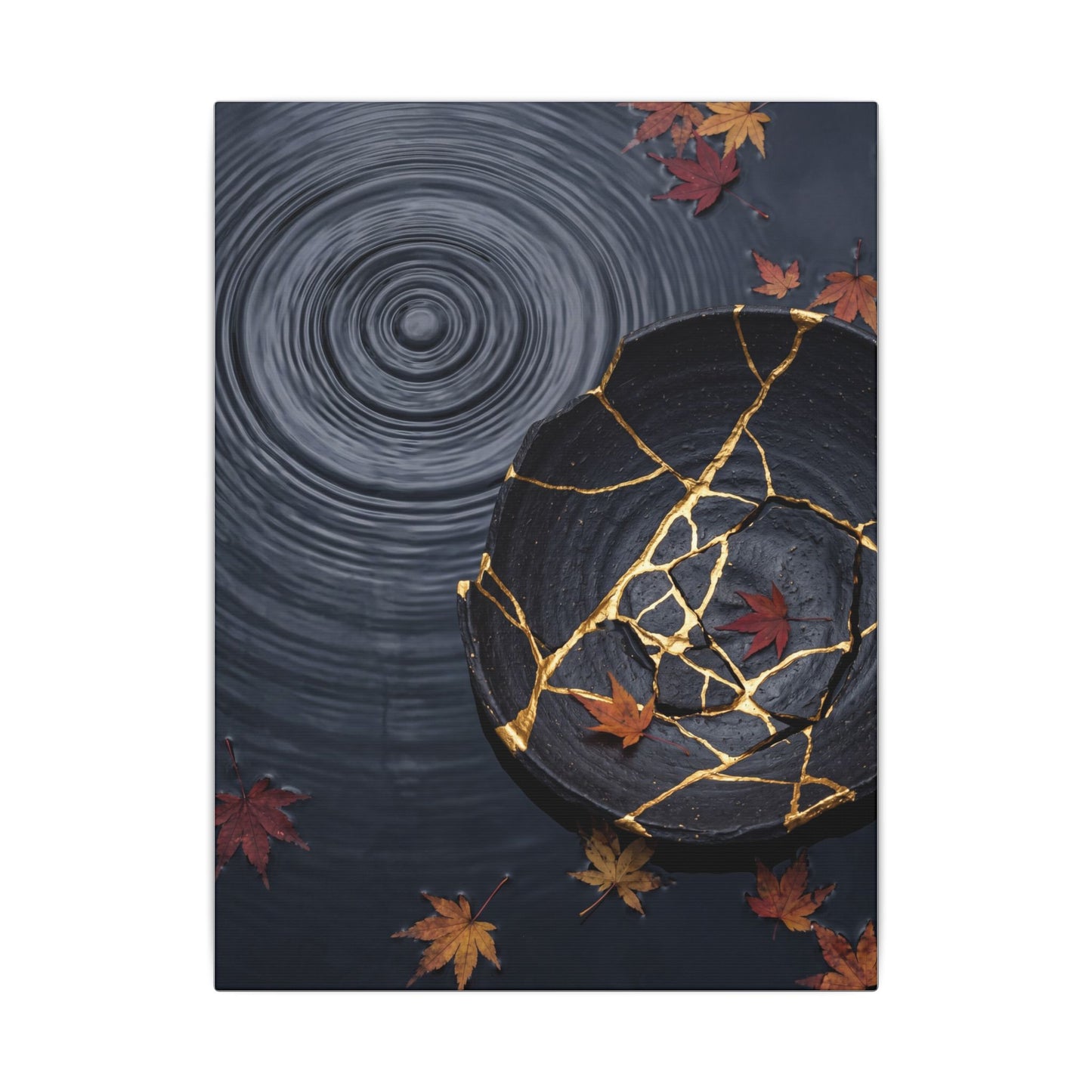 Philosophical Water Ripple Canvas Art - Gold Repair Kintsugi