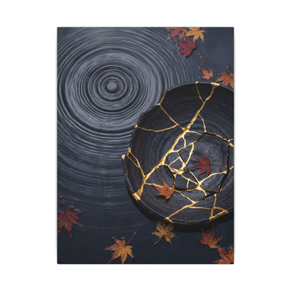 Philosophical Water Ripple Canvas Art - Gold Repair Kintsugi
