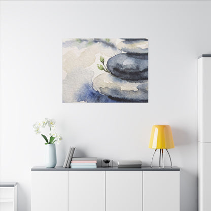 River Stones Watercolor Canvas Art | Cozy Japandi Art