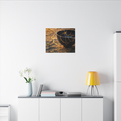 Golden Hour Cracked Earth Canvas Art - Kintsugi Fukinsei